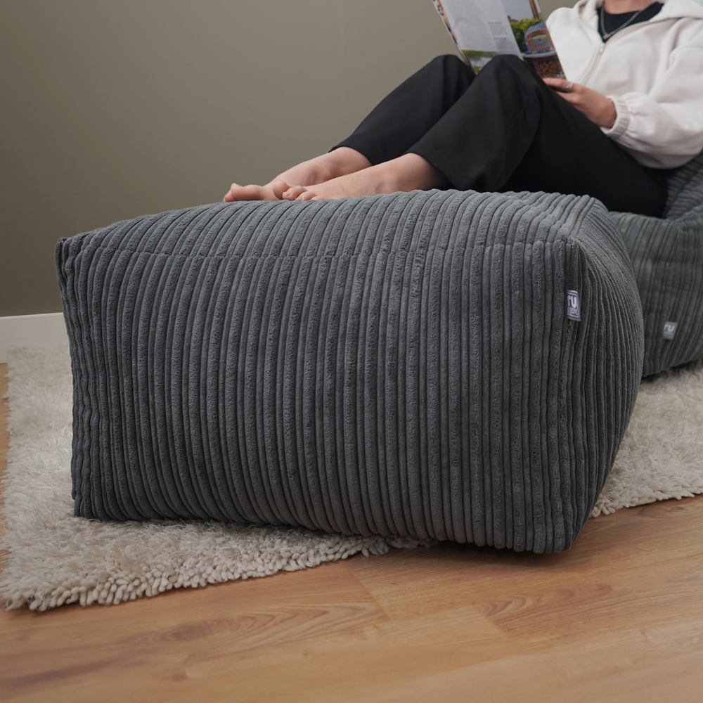 rucomfy    Grey Jumbo Cord Ottoman Beanbag - Slate in Size Medium, BrandAlley