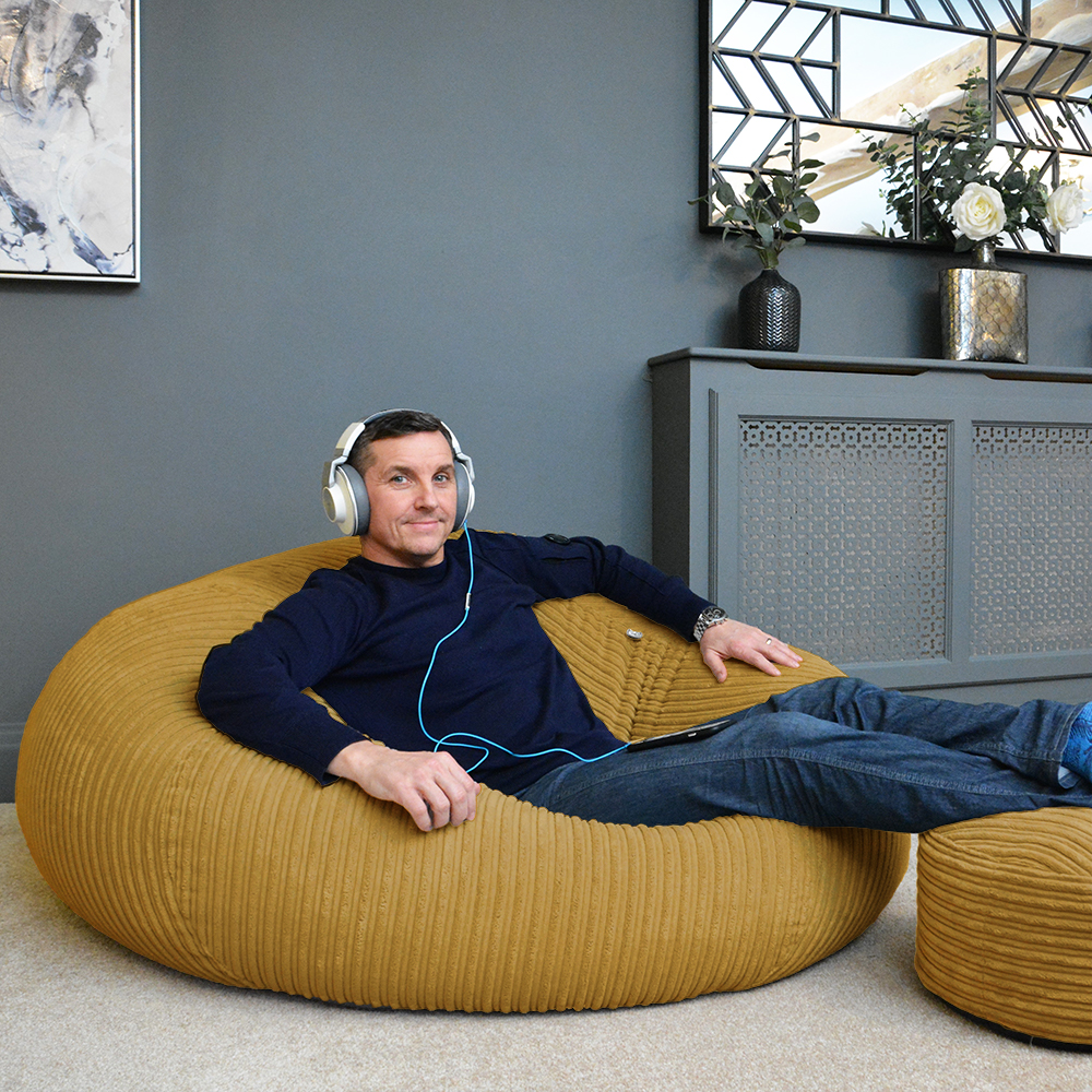 rucomfy   Adult Huge Goliath Bean Bag - Jumbo Corduroy - Mustard in Size Large, BrandAlley