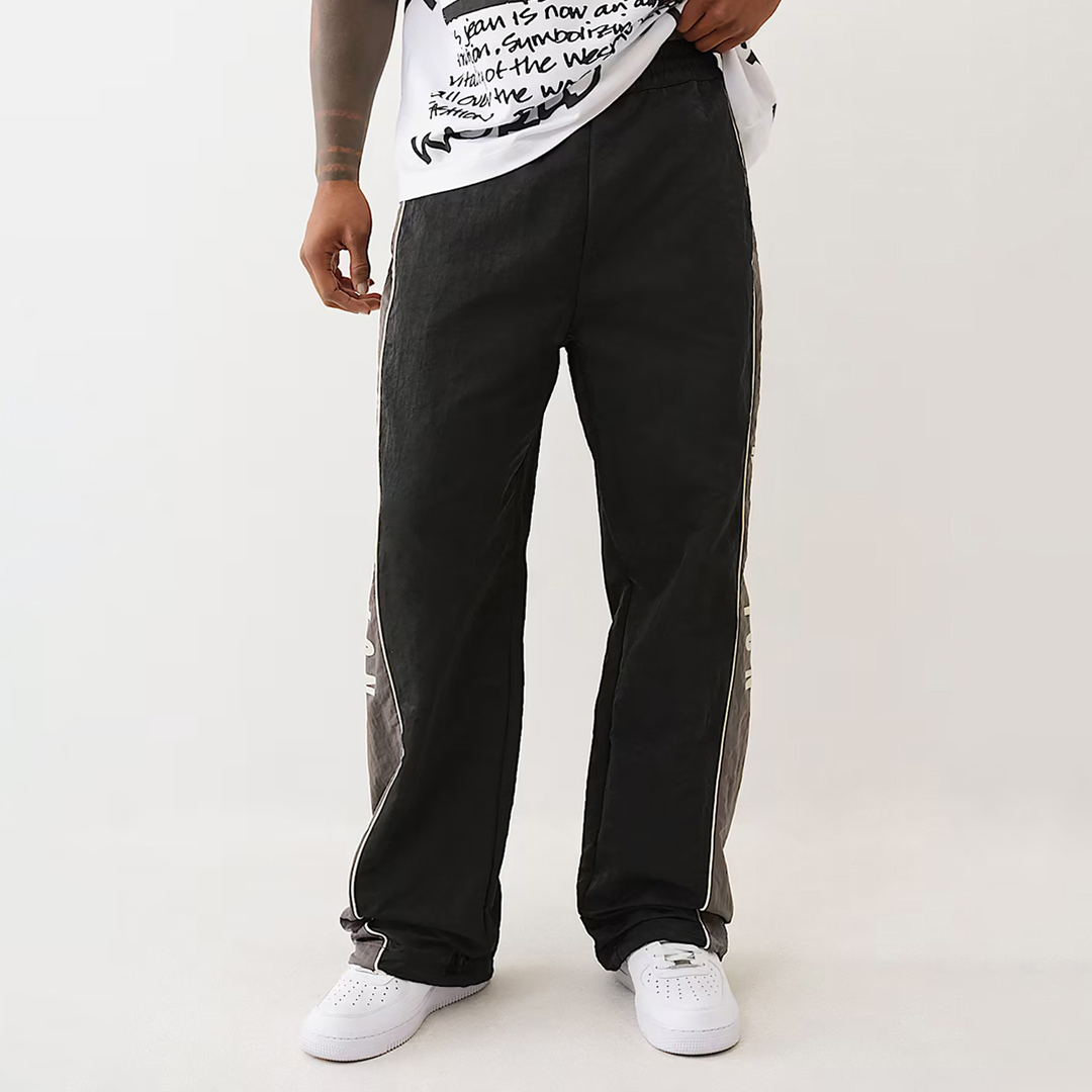 Black Taped Wide Nylon Joggers Black Taped Wide Nylon Joggers