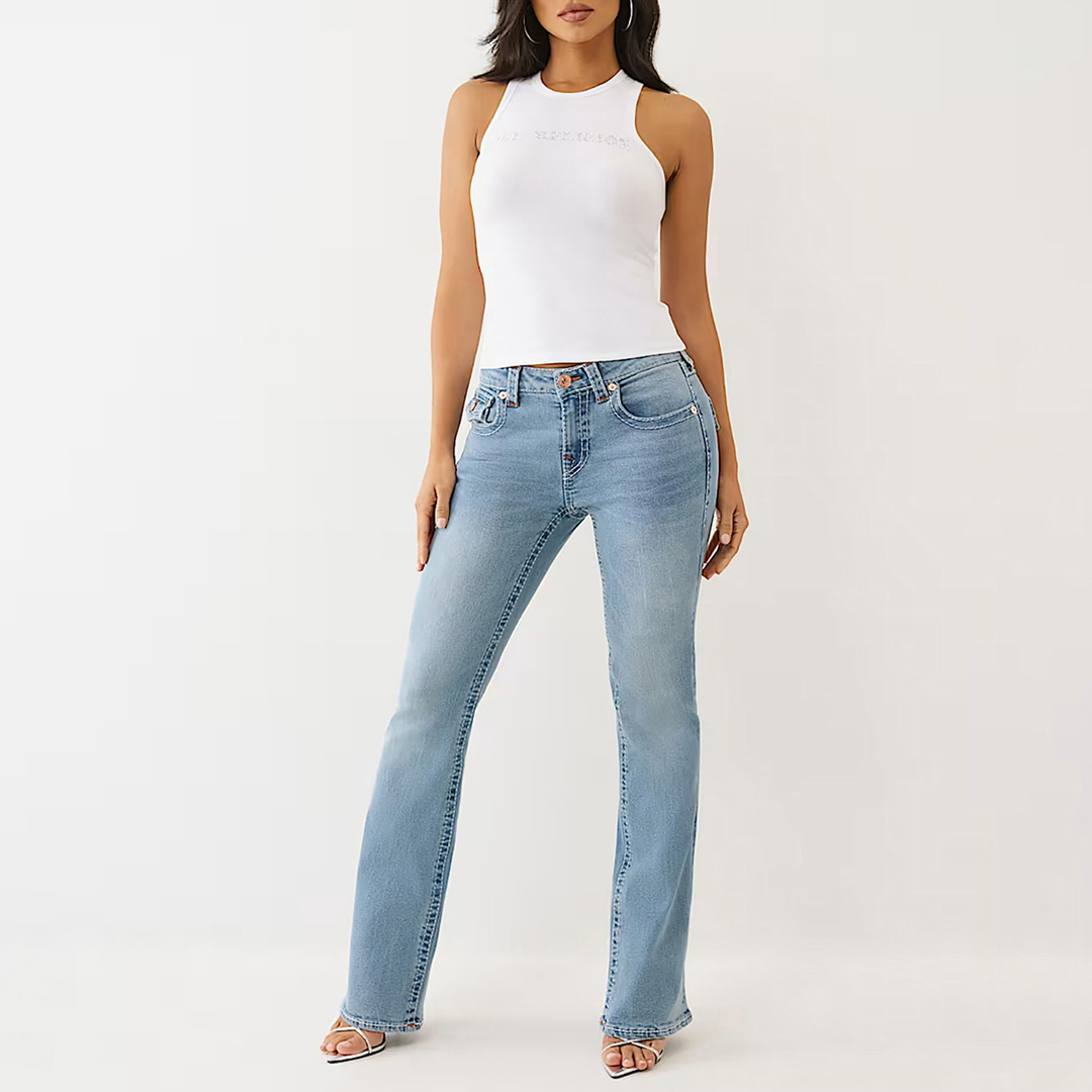 White Crystal Script Ribbed Tank Top