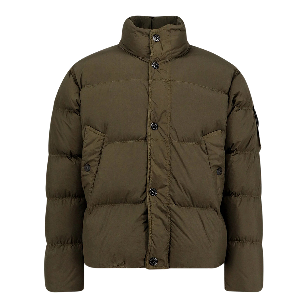 Khaki Crinkle Padded Down Coat