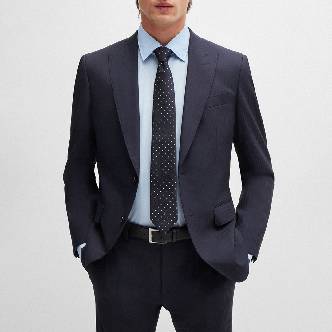 BOSS Men's  Navy Silk Blend Tie , BrandAlley