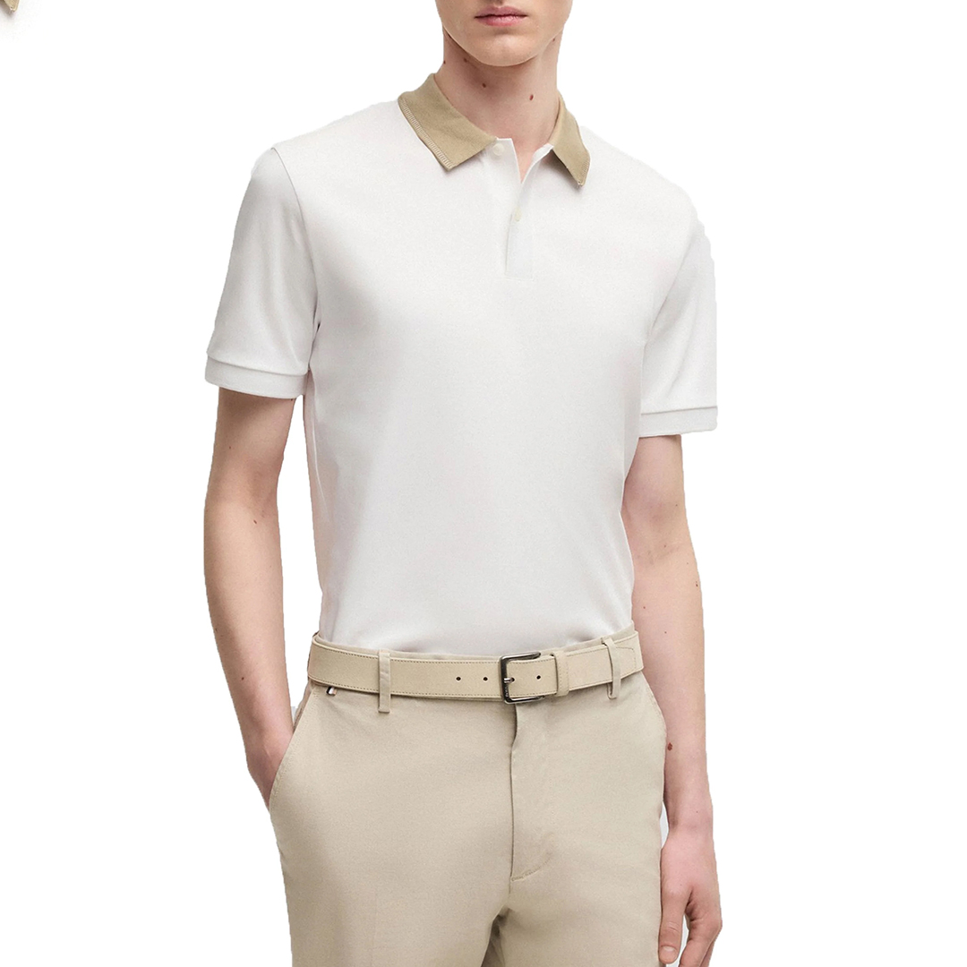 BOSS Men's   Beige White Phillipson Polo Shirt in Size XXL, BrandAlley