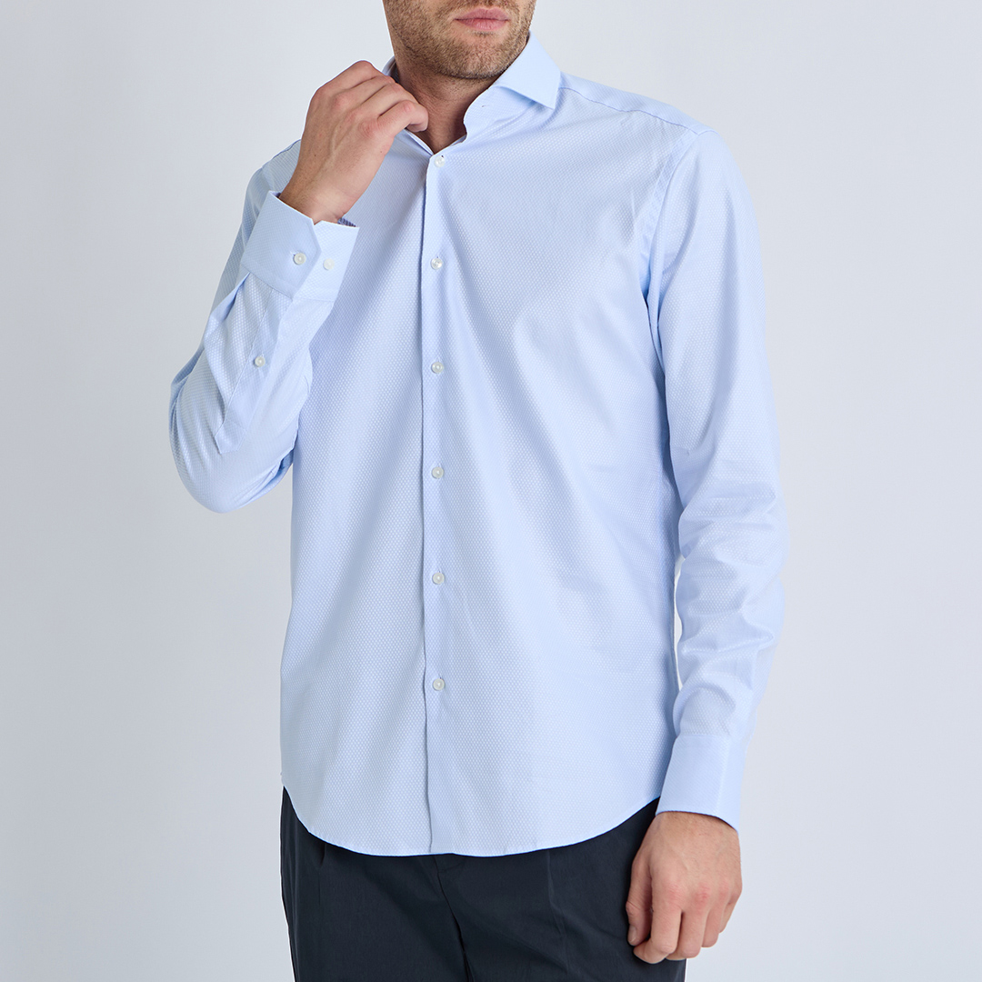BOSS Men's   Blue Cotton Poplin Shirt in Size 17, BrandAlley