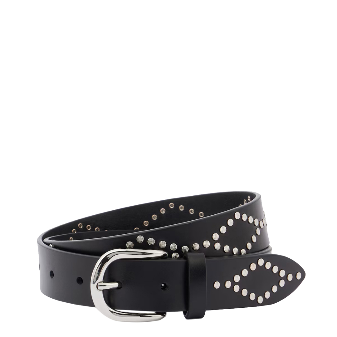 Isabel Marant Women's   Black Liliana Studded Leather Belt in Size 75cm, BrandAlley