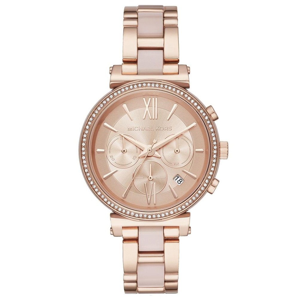 Michael Kors Women's   Black Mk6560‎ Sofie Chronograph Rose Dial Watch , BrandAlley