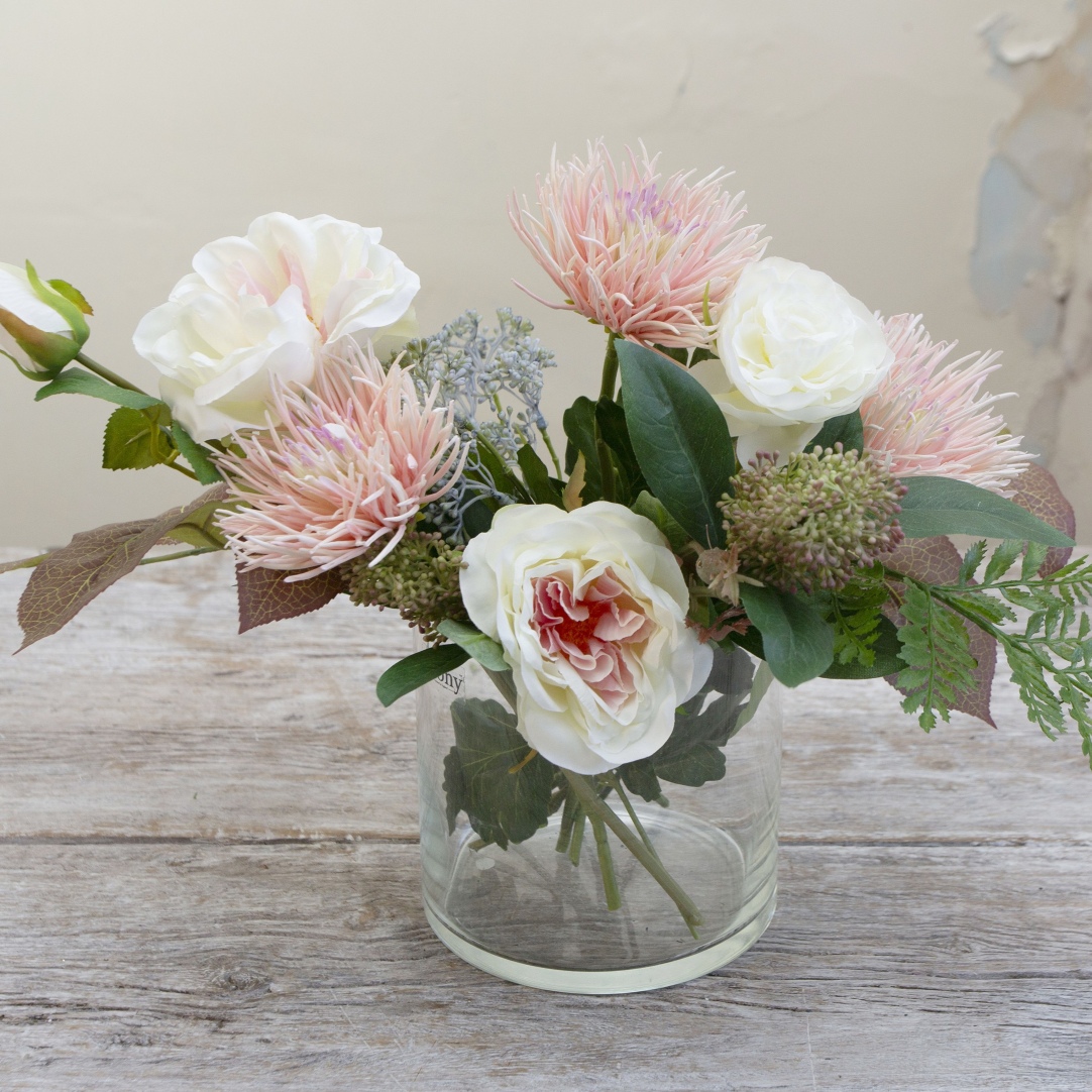 Peony   Roses Chrysanthemums Ranuncula and Foliage in a Cylinder Vase, BrandAlley