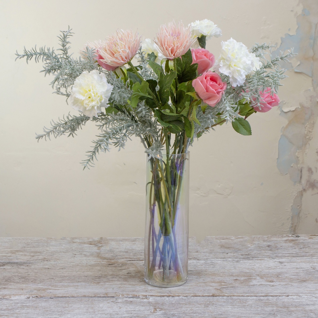 Peony   Roses Carnations and Chrysanthemum in a Lustre Cylinder Vase, BrandAlley