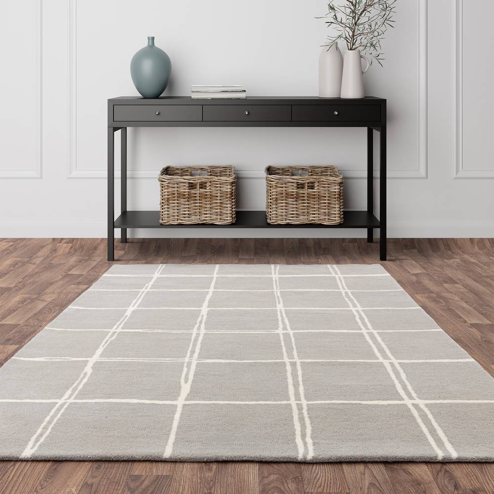 Asiatic   Albany Rug 200x290cm Grid Silver, BrandAlley