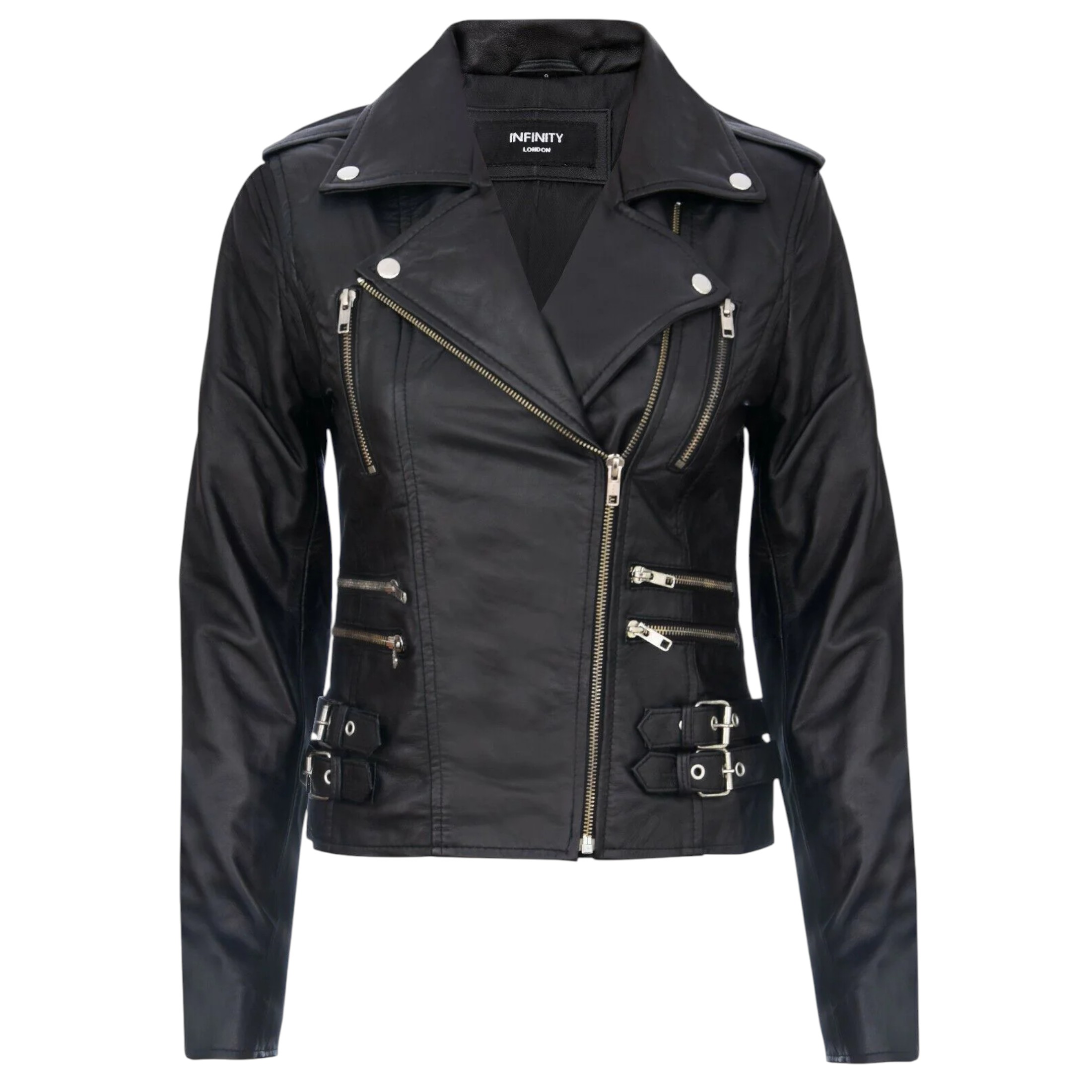 Infinity Leather Women's   Black Leather Brando Biker Jacket-Loddon in Size 5XL, BrandAlley
