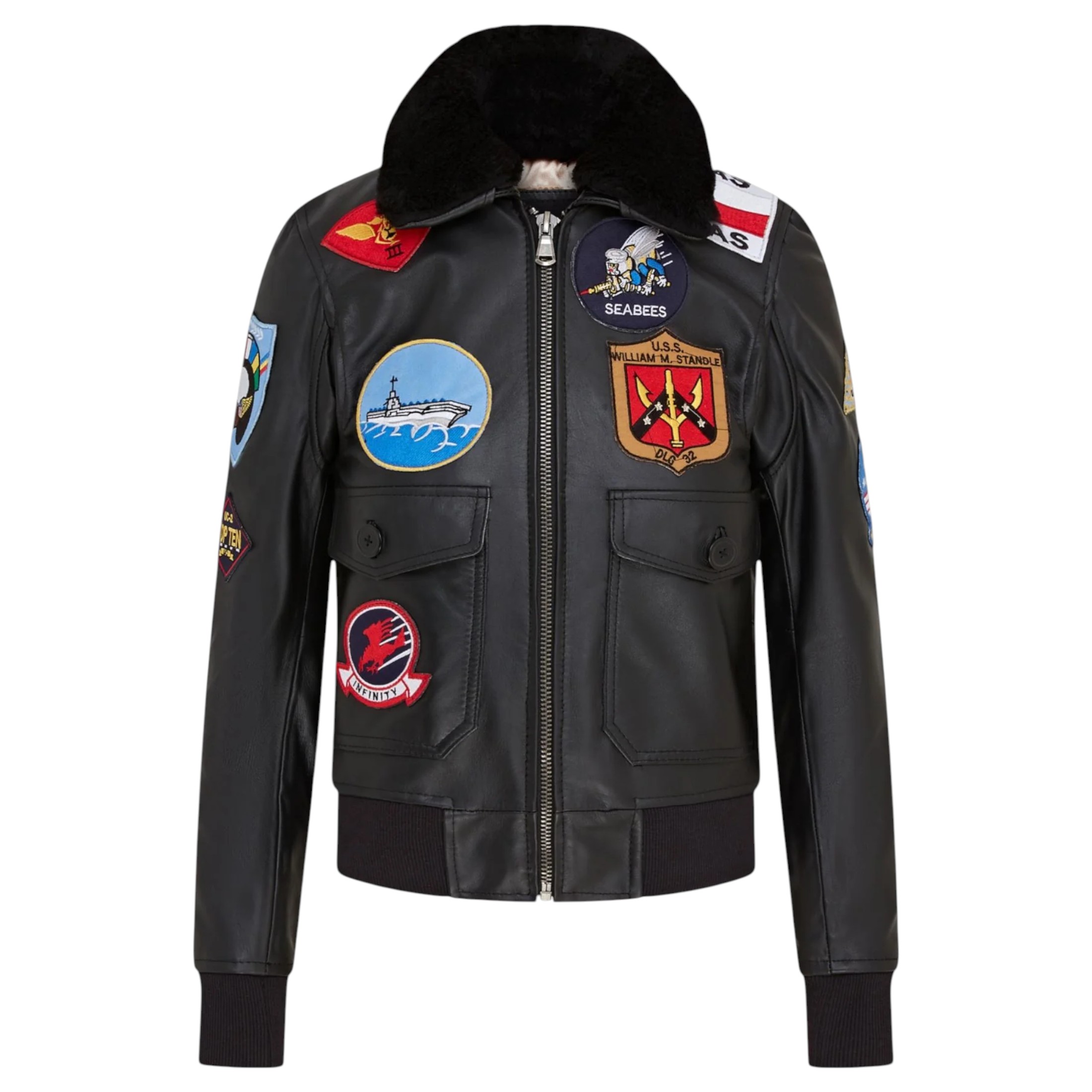 Infinity Leather Women's   Black A2 Top Gun Leather Bomber Jacket-Sunbury in Size 3XL, BrandAlley