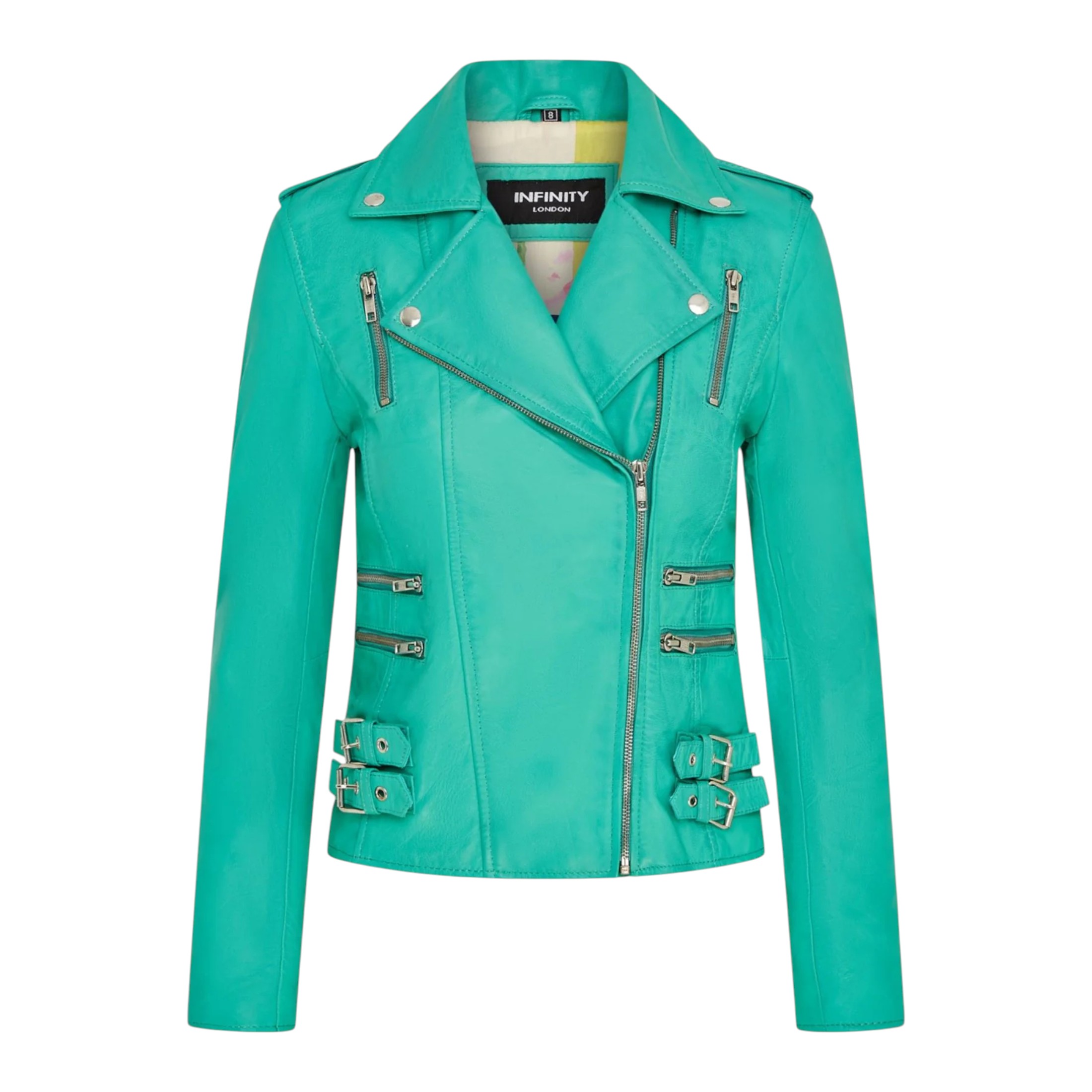 Infinity Leather Women's   Aqua Leather Brando Biker Jacket-Orlando in Size XL, BrandAlley