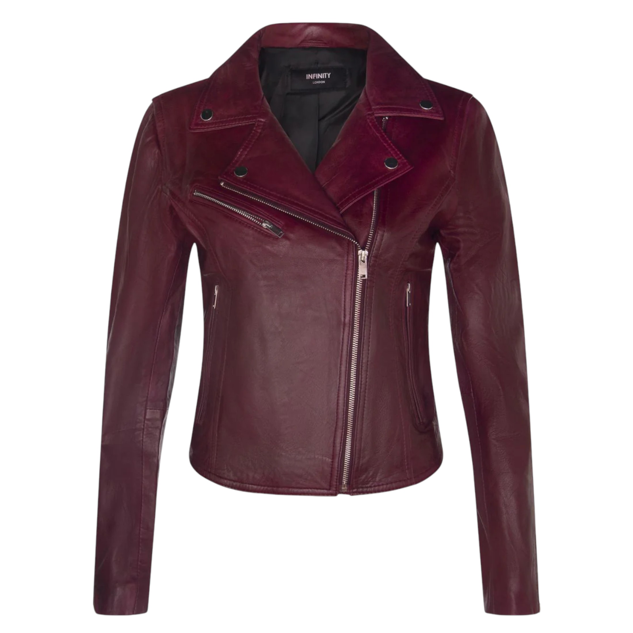 Infinity Leather Women's   Burgundy Classic Leather Brando Biker Jacket-Loughton in Size XL, BrandAlley