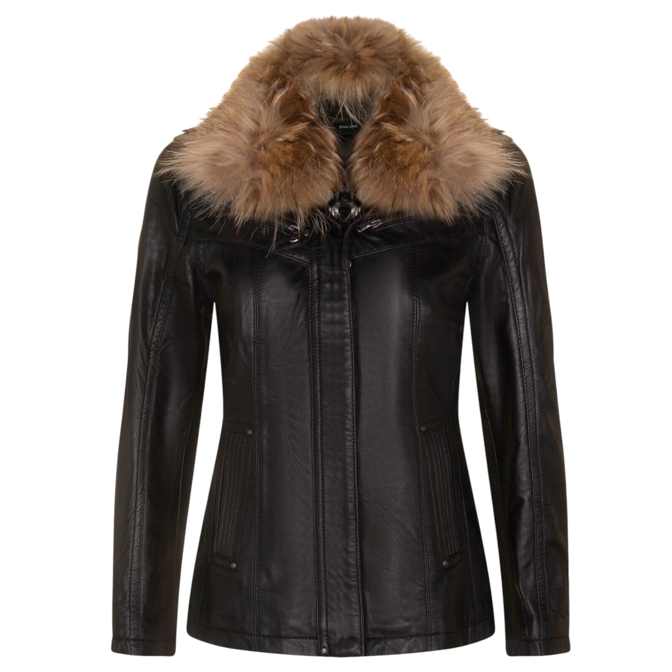 Infinity Leather Women's   Black Slim Fit Leather Parker Jacket-Millom in Size 2XL, BrandAlley