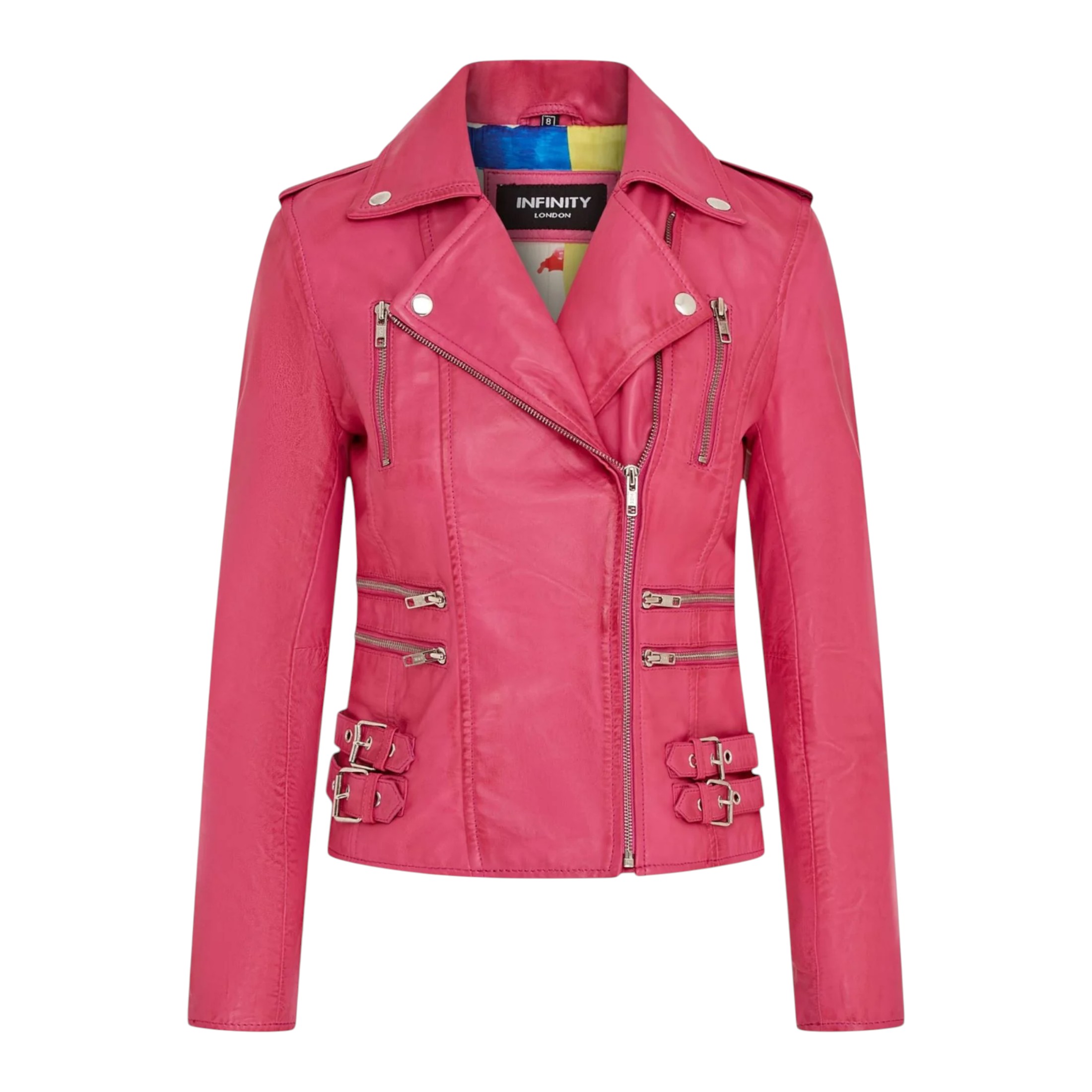 Infinity Leather Women's   Fuschia Leather Brando Biker Jacket-Orlando in Size S, BrandAlley