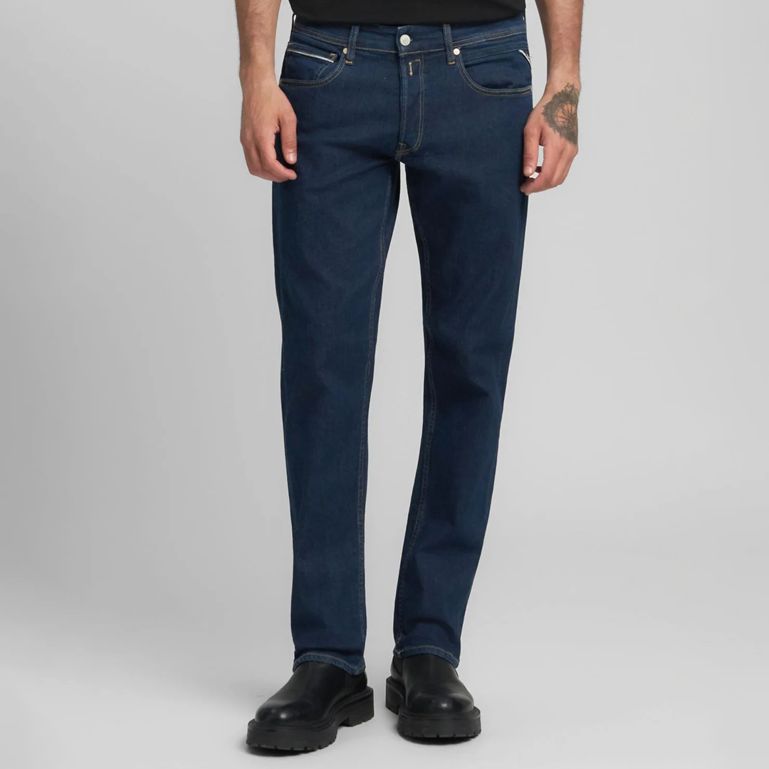 Replay Men's   Blue Dark Grover Eco Plus Straight Stretch Jeans in Size 32 32, BrandAlley