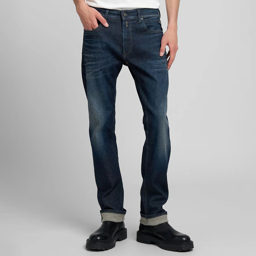 Replay Men's  Dark Blue Grover Hyperflex Straight Stretch Jeans in Size 34 32, BrandAlley