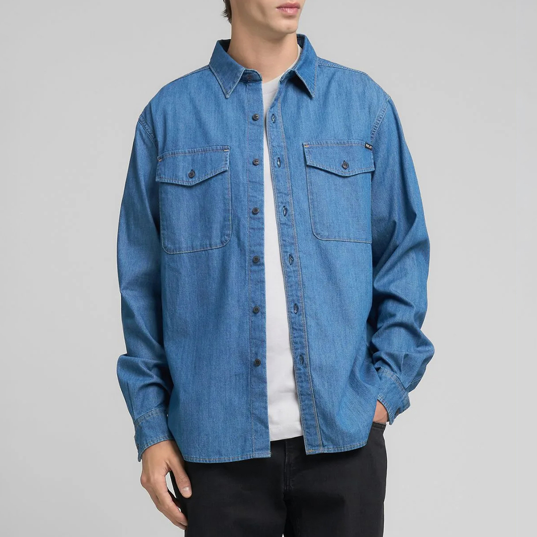 Replay Men's   Blue Wash Denim Shirt in Size L, BrandAlley