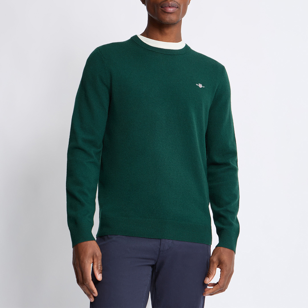 Gant Men's  Green Crew Neck Wool Blend Jumper in Size XXL, BrandAlley