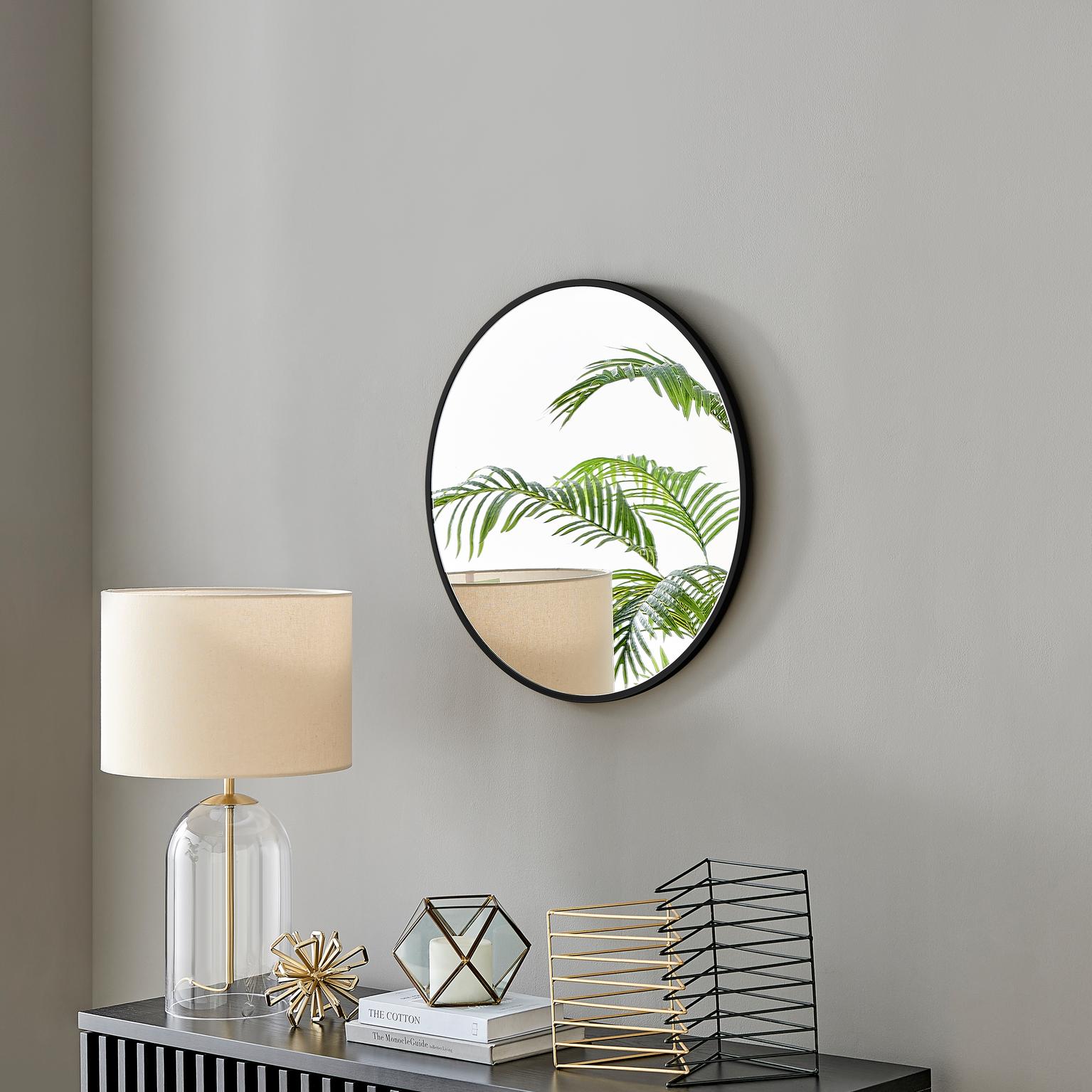 Furniturebox   Emma Black Small Round Wall Mirror 60cm , BrandAlley