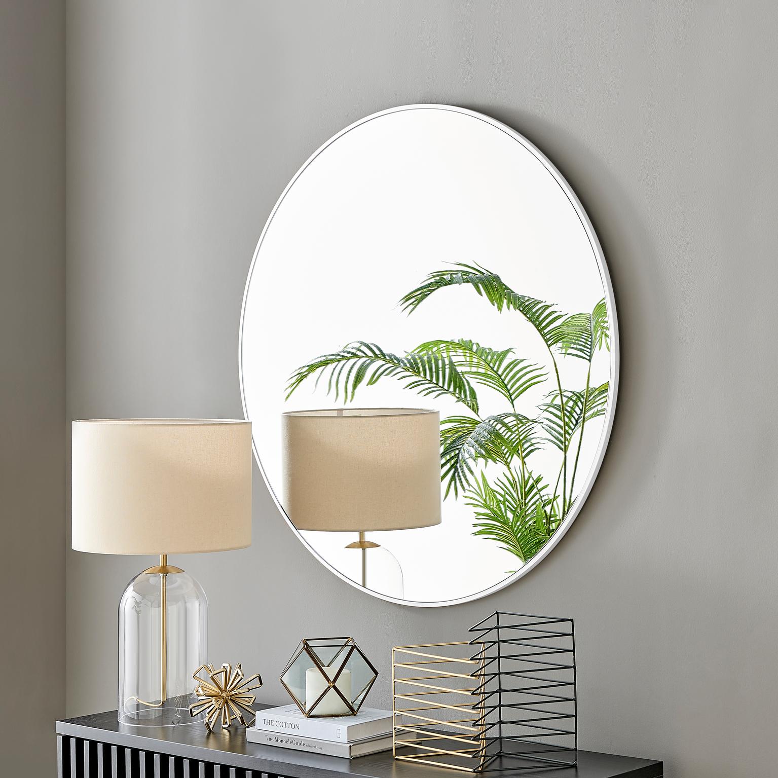Furniturebox    White Emma Large Round Wall Mirror 100Cm , BrandAlley