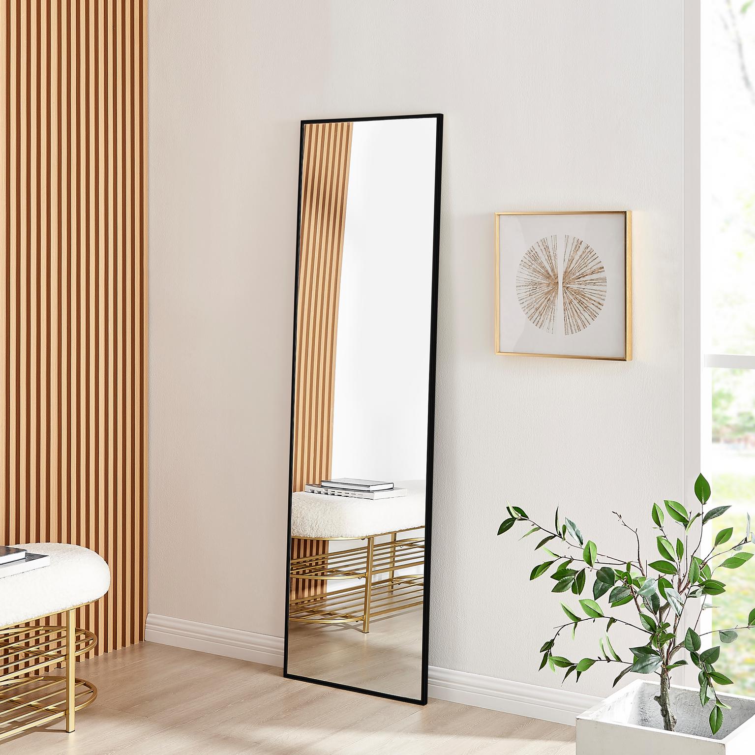 Furniturebox   Emma Black Large Full Length Rectangle Wall Mirror 170x50cm , BrandAlley