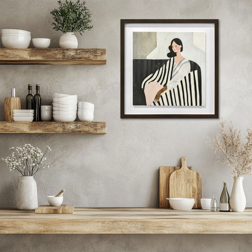 The Art Group   Mowzu 'Woman In Recline' 40x40cm Framed Wood Plaque , BrandAlley