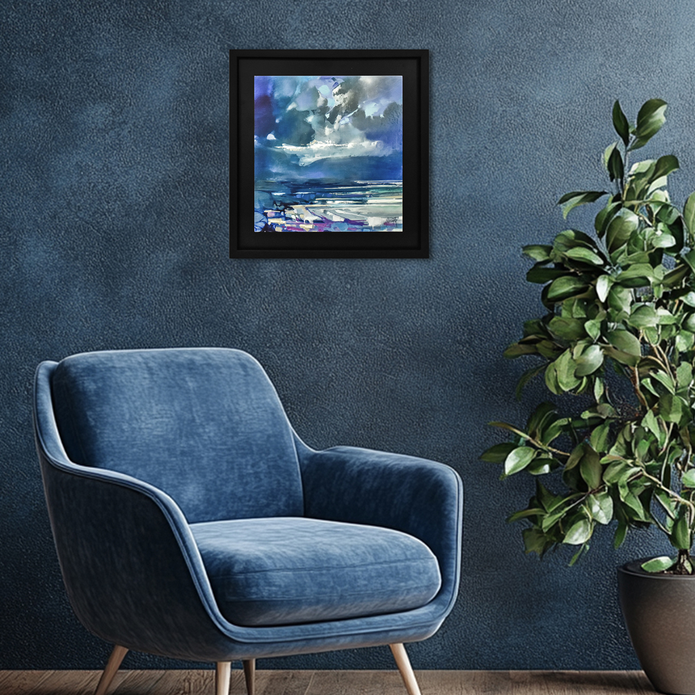The Art Group   Scott Naismith 'West Coast Blues I' 40x40cm Framed Wood Plaque , BrandAlley