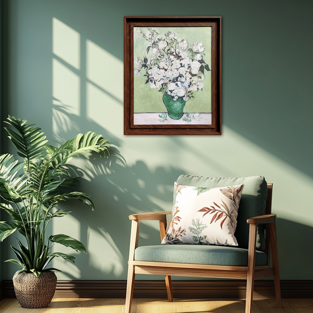 The Art Group   Vincent Van Gogh 'Vase Avec Roses' 48x58cm Textured Framed Print , BrandAlley