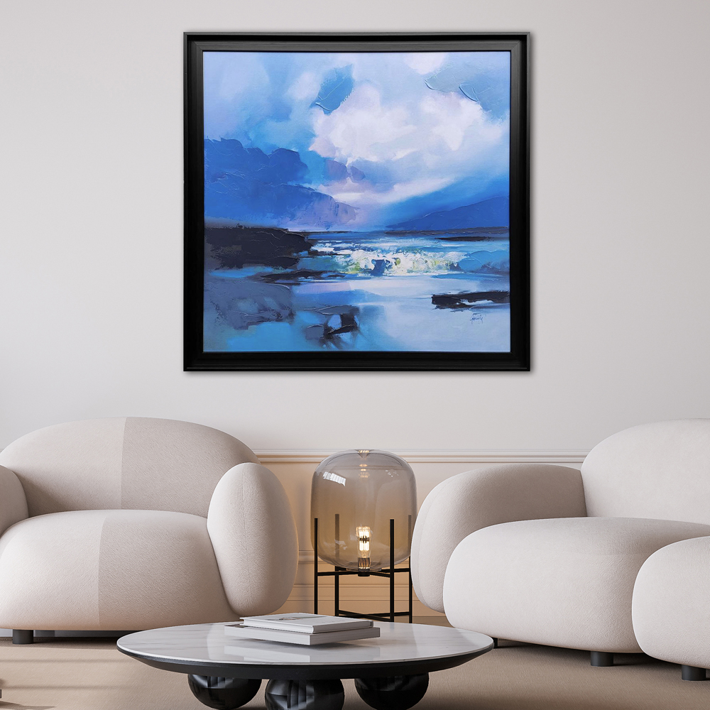 The Art Group   Scott Naismith 'Blue Awe' 88x88cm Textured Framed Canvas , BrandAlley