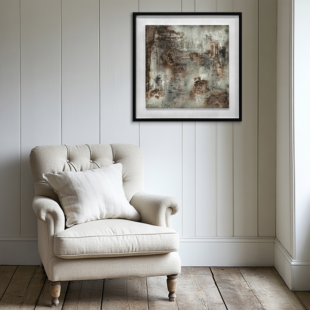 The Art Group     Soozy Barker 'Copper & Coal' 60X60cm Framed Wood Plaque , BrandAlley