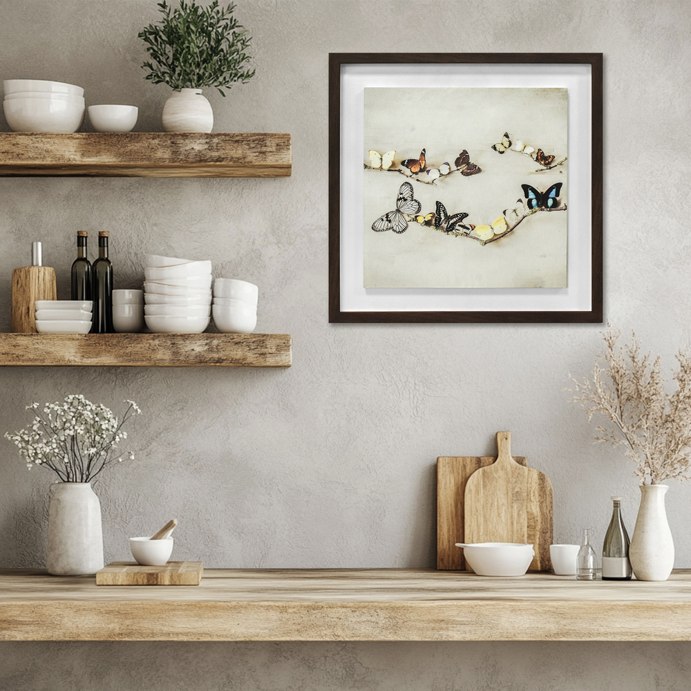 The Art Group   Ian Winstanley 'Array Of Butterflies' 40x40 Framed Wood Plaque , BrandAlley