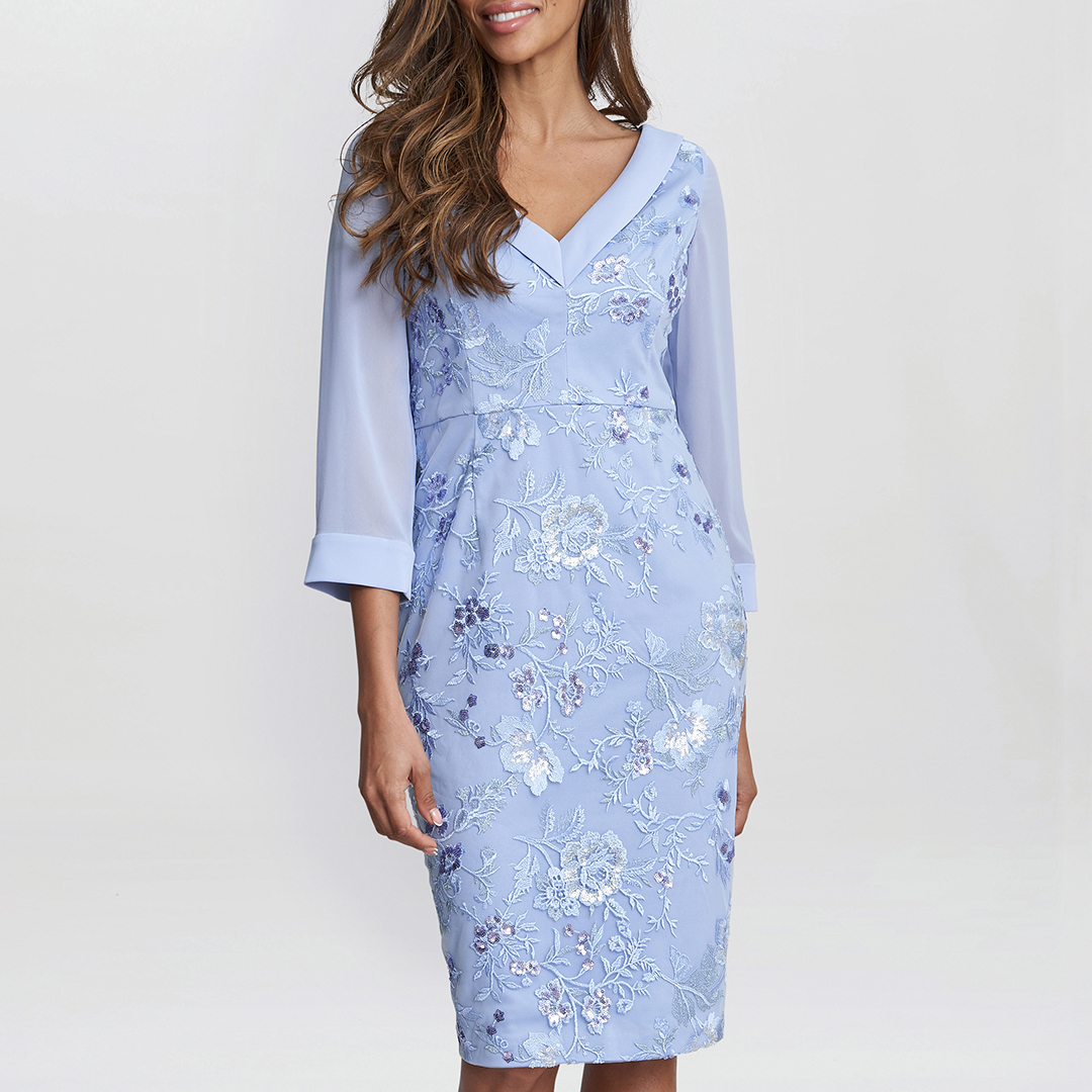 Gina Bacconi Women's  Blue Daisy Crepe Dress in Size 12, BrandAlley