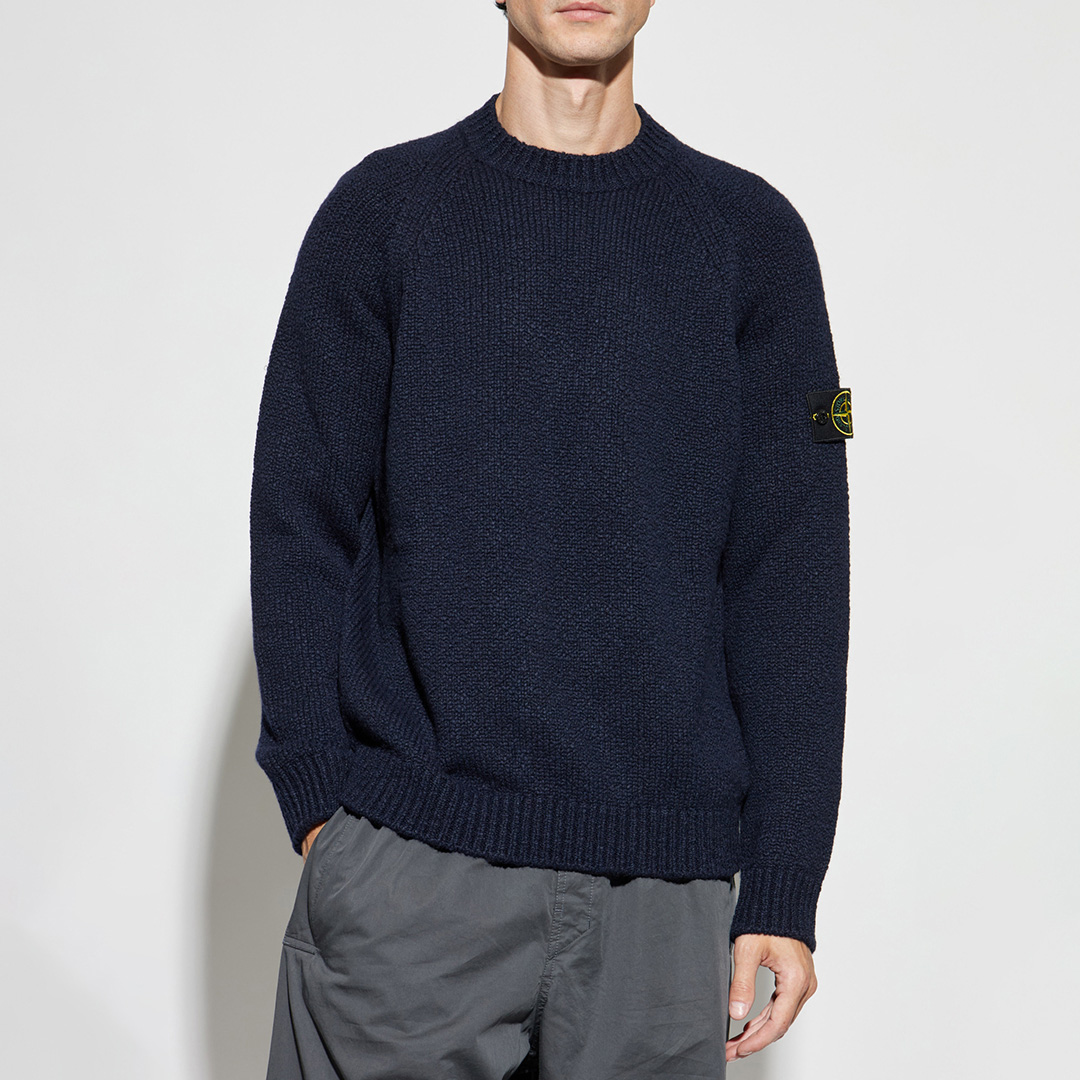 Stone Island Men's   Navy Wool Blend Crew Jumper in Size L, BrandAlley