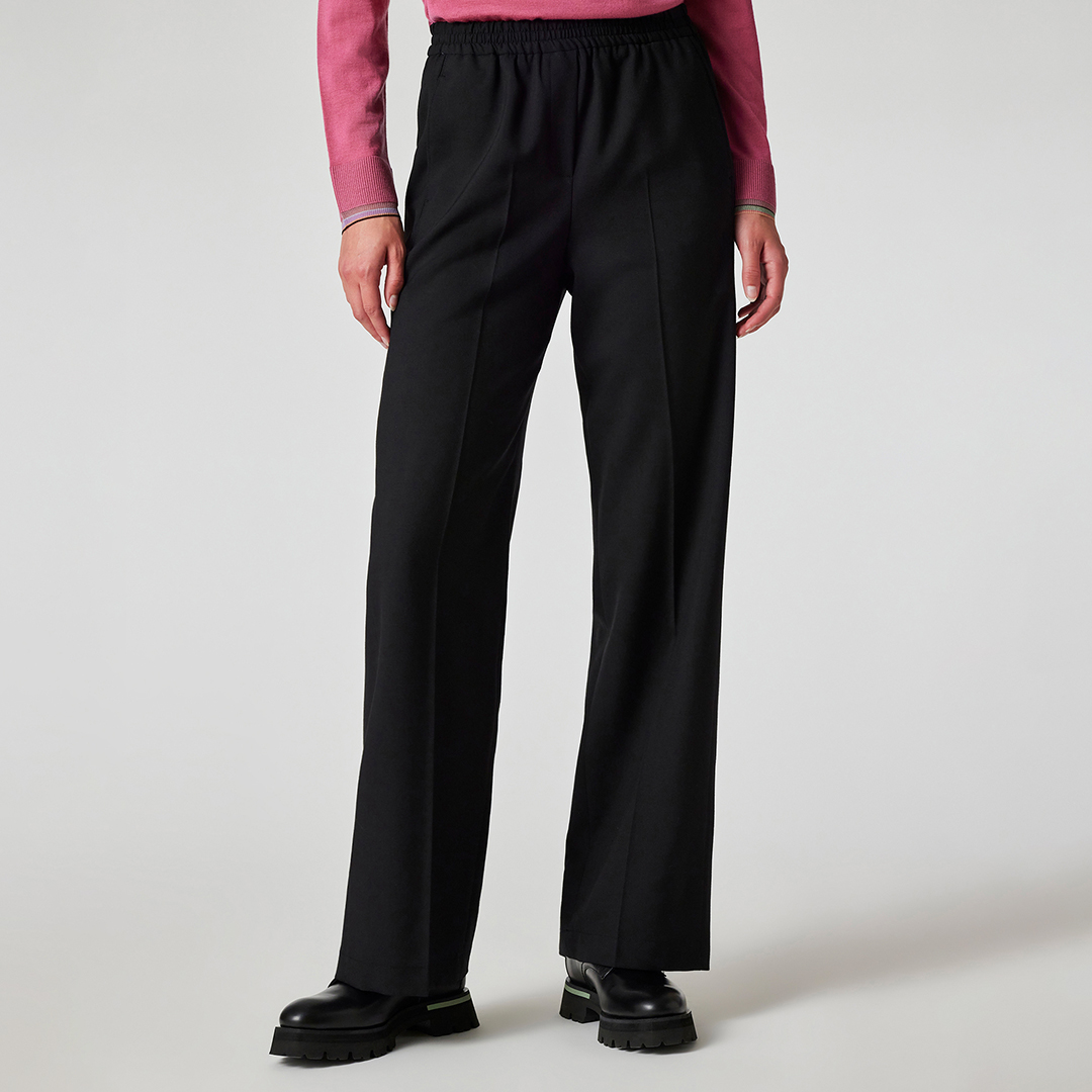 PAUL SMITH Women's   Black Tailored Wide Leg Wool Trousers in Size 12, BrandAlley