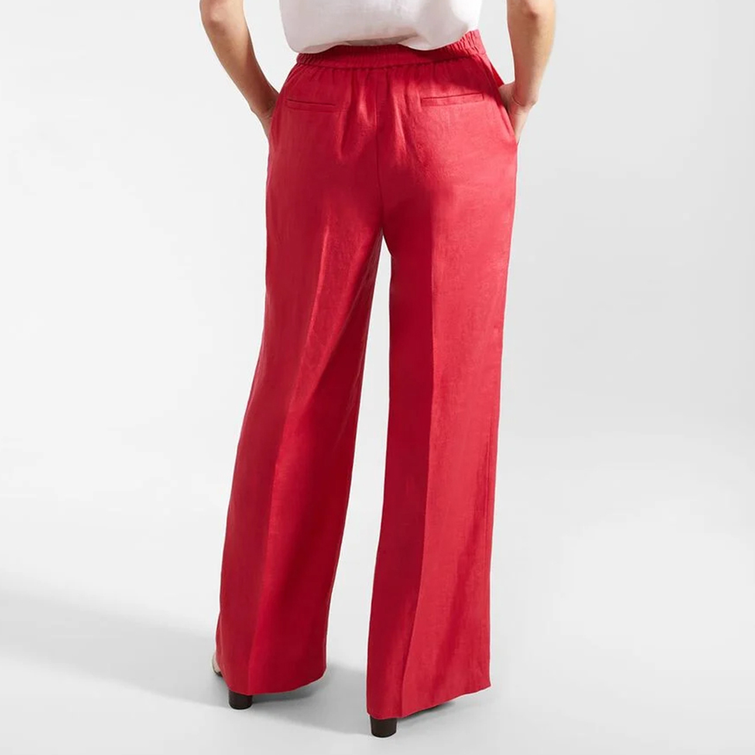 Hobbs London Women's  Pink Mirabel Linen Trousers in Size 14, BrandAlley
