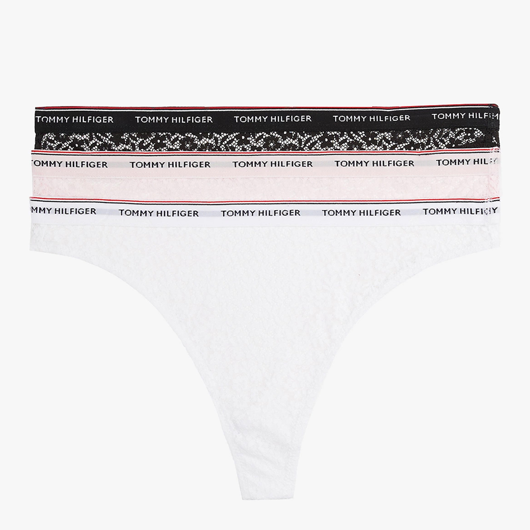 Tommy Hilfiger Women's   Black 3 Pack Thongs in Size M, BrandAlley