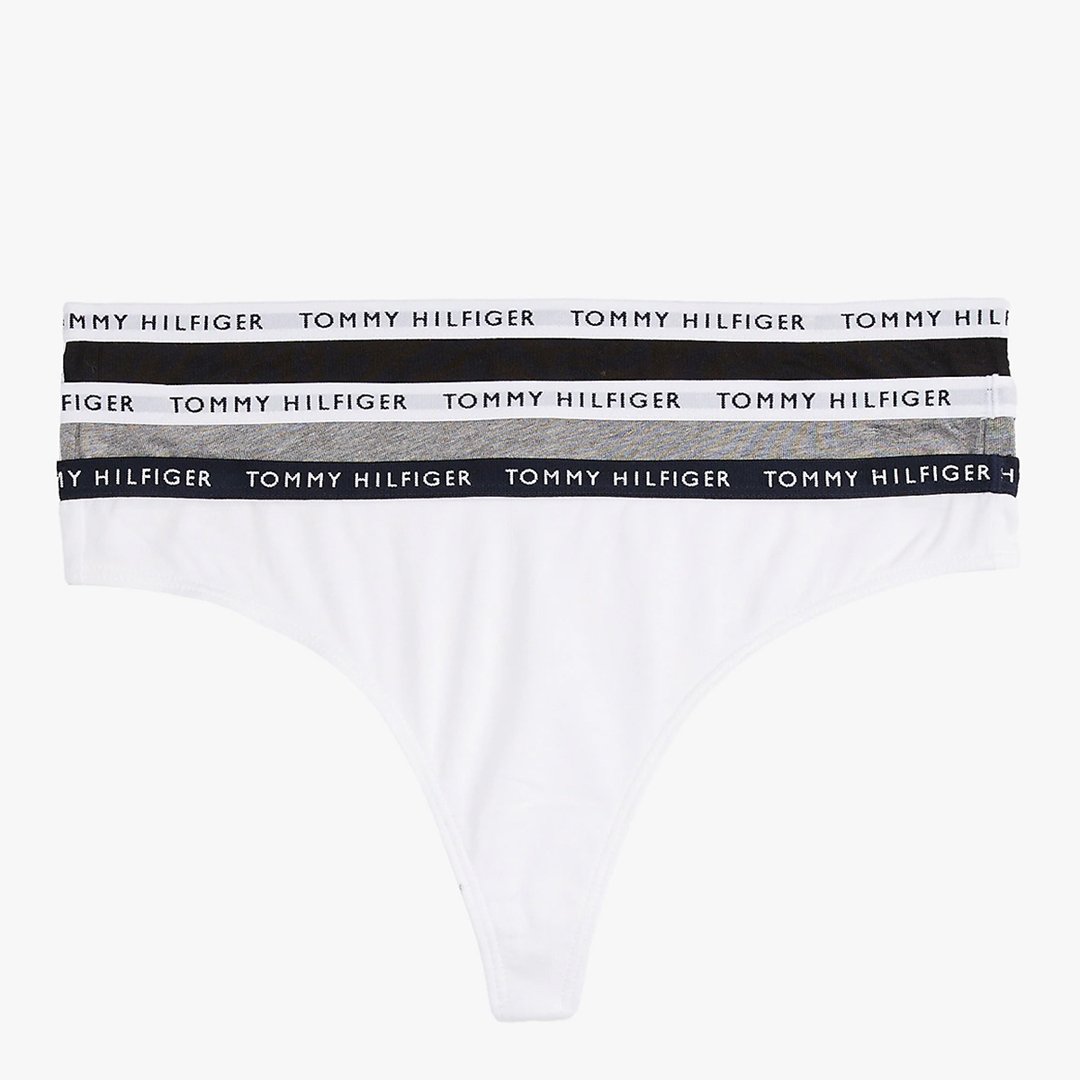 Tommy Hilfiger Women's  Grey 3 Pack Thongs in Size M, BrandAlley