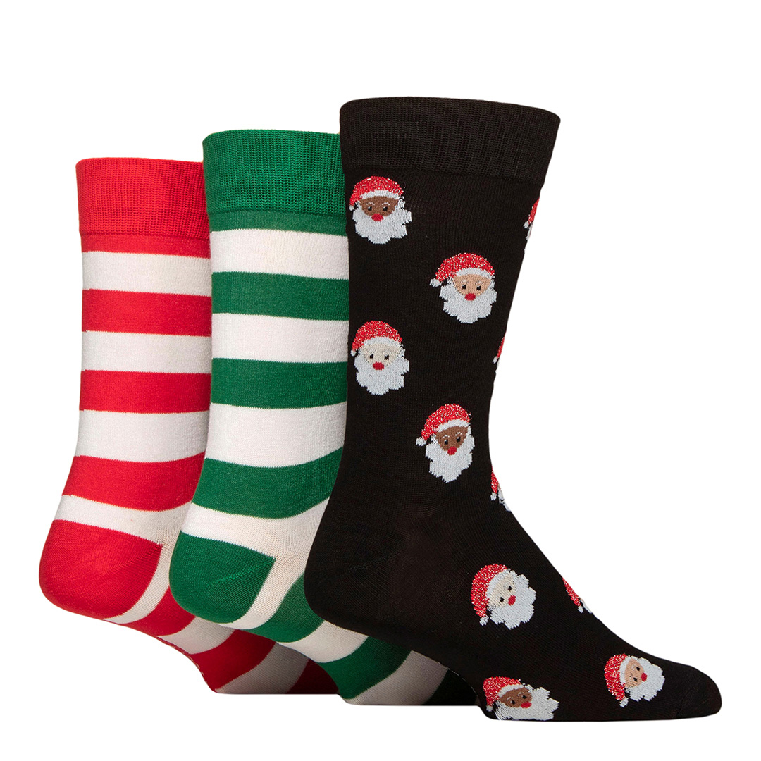 Wild Feet Men's  Santa 3 Pack Bamboo Socks Gift Box in Size 3, BrandAlley