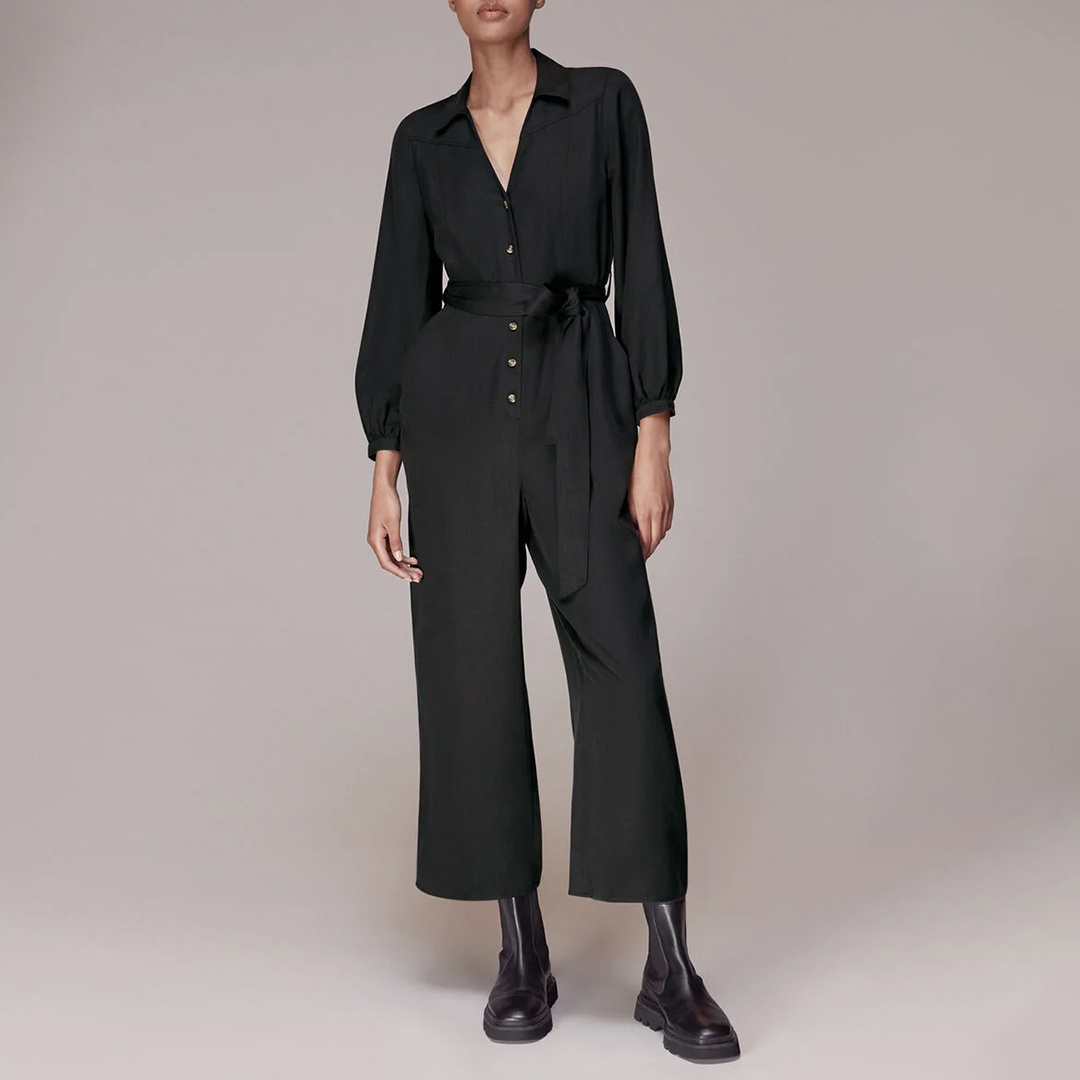 WHISTLES Women's   Black Leah Jumpsuit in Size 18, BrandAlley
