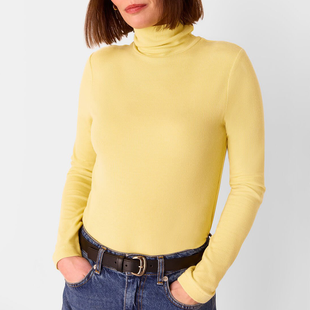 WHISTLES Women's   Yellow Essential Ribbed Polo Top in Size 12, BrandAlley