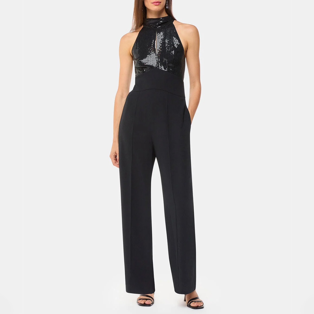 WHISTLES Women's  Black Leah Sequin Bodice Jumpsuit in Size 14, BrandAlley
