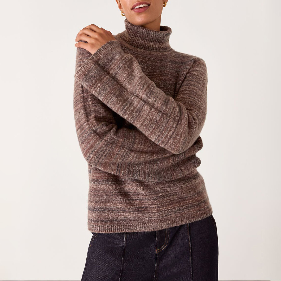 WHISTLES Women's  Mauve Textured Funnel Neck Knit Jumper in Size M, BrandAlley