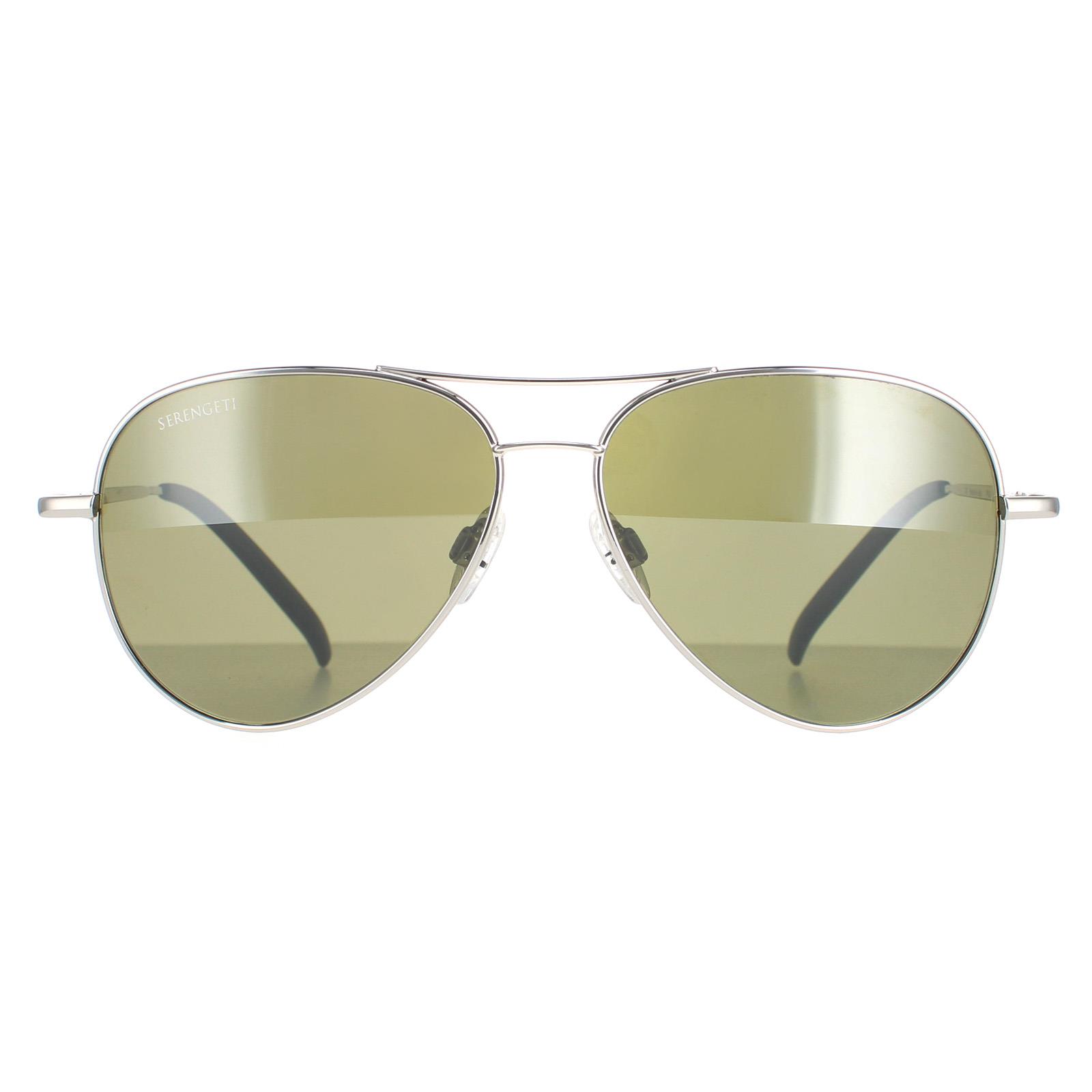 Serengeti Men's   Silver Sunglasses Carrara Small Ss016001 Shiny Polarized Green 555Nm , BrandAlley