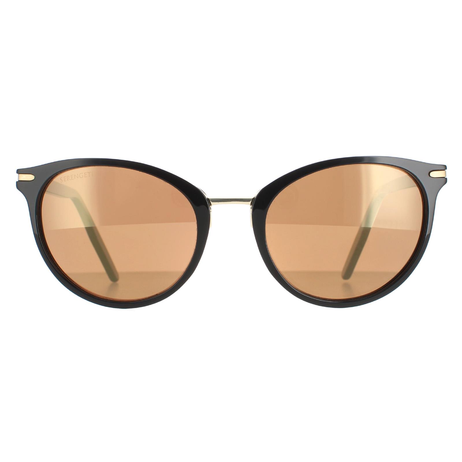 Serengeti Women's  Sunglasses Elyna 8846 Shiny Black Mineral Polarized Drivers Gold , BrandAlley