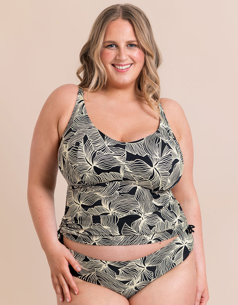 Curvy Kate Women's  Ripple Reef Non-Wired way Tankini Top Black Print in Size 30F/FF, BrandAlley