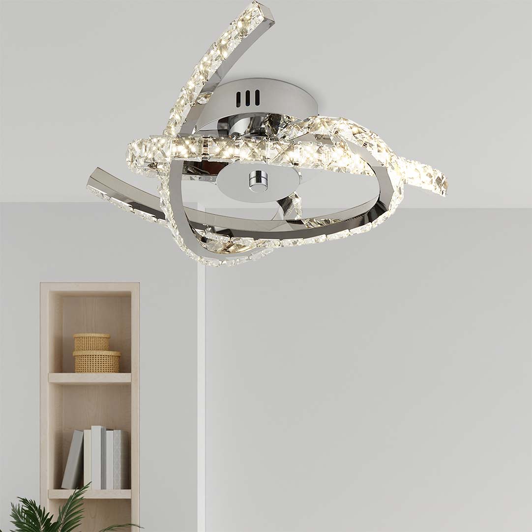 Searchlight   3 Arm LED Semi Flush Crystal Inserts , BrandAlley
