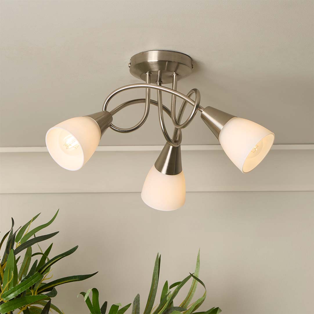 Searchlight    Silver 3 Light Satin Ceiling , BrandAlley