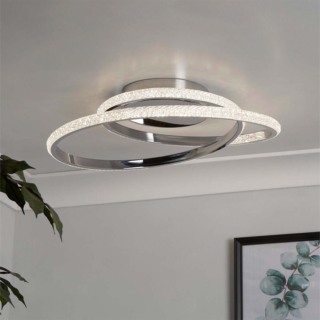 Searchlight    Silver Led Ceiling Light With Crystal Diffuser , BrandAlley