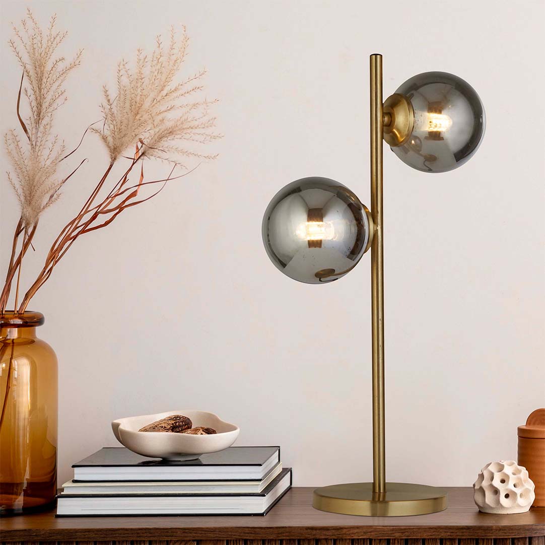 Searchlight   Brass and Smoke Table Lamp , BrandAlley